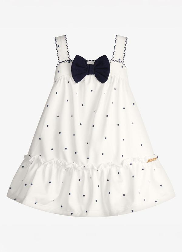Vestido Infantil Malha Tech Poá Bege