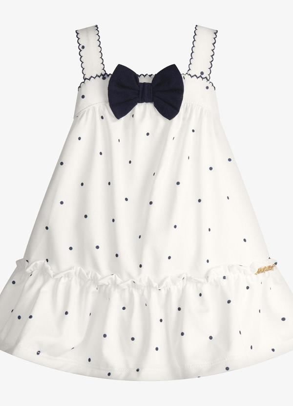 Vestido Infantil Malha Tech Poá Bege