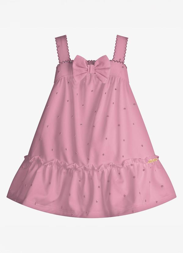Vestido Infantil Malha Tech Poá Rosa