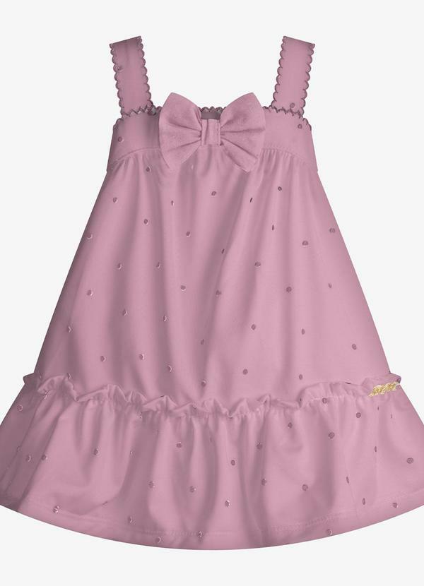 Vestido Infantil Malha Tech Poá Rosa