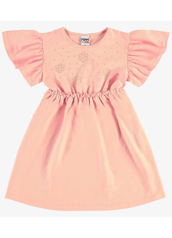 Vestido Infantil Malha Texturizada Rosa