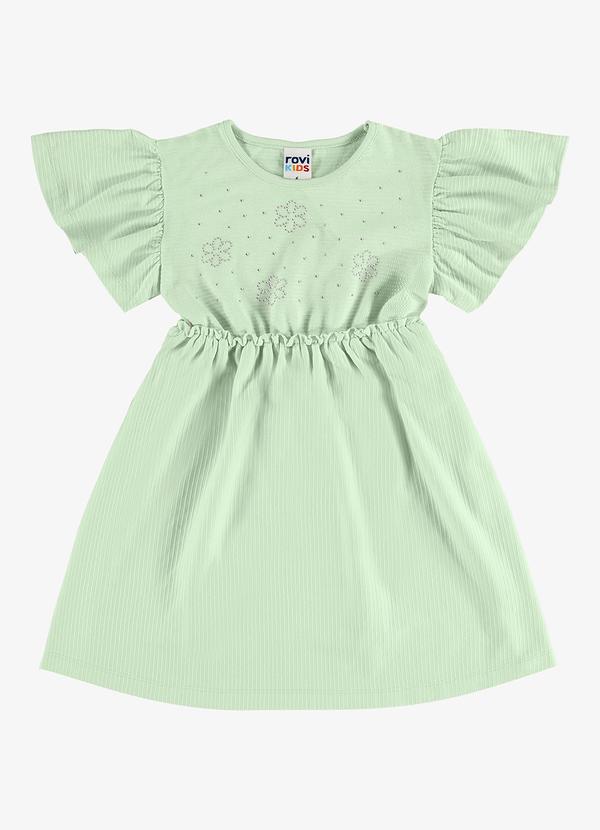 Vestido Infantil Malha Texturizada Verde