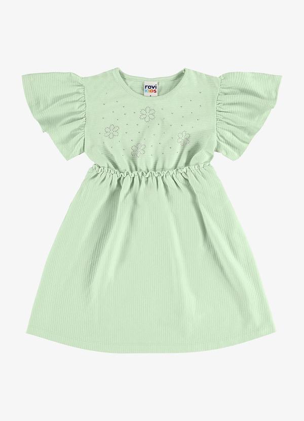 Vestido Infantil Malha Texturizada Verde