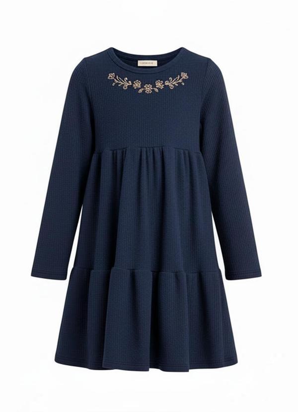 Vestido Infantil Manga Bufante Azul