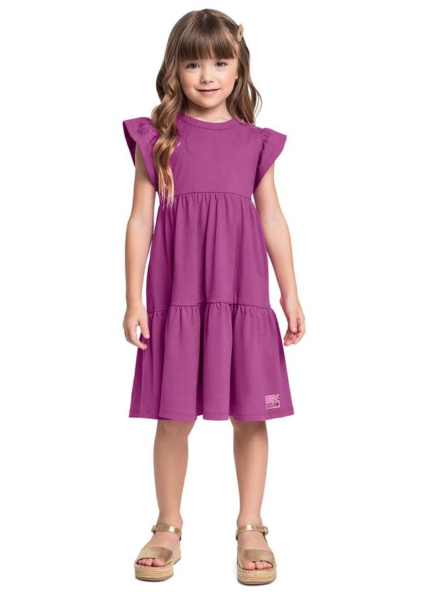 Vestido Infantil Manga Curta Roxo