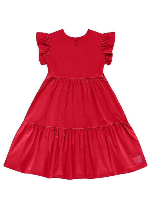 Vestido Infantil Manga Curta Vermelho