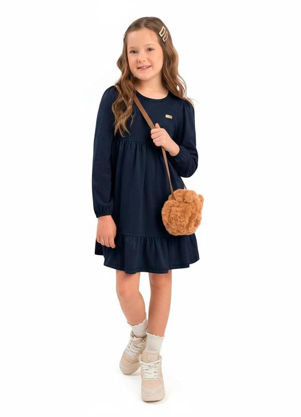 Vestido Infantil Manga Longa Azul