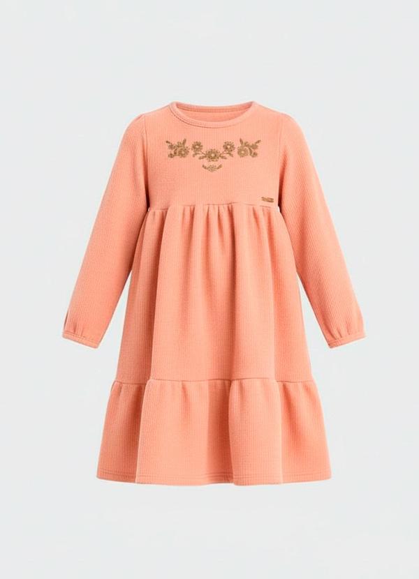 Vestido Infantil Manga Longa Rosa