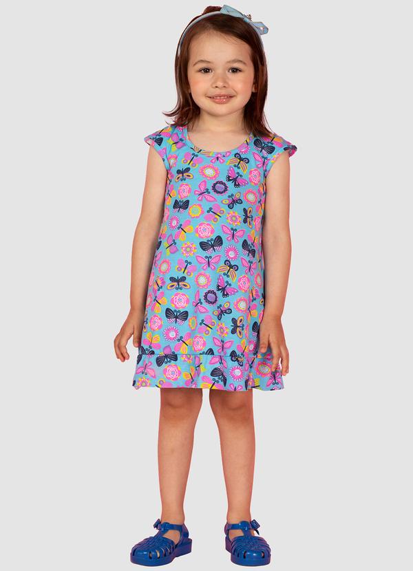 Vestido Infantil Meia Malha Azul