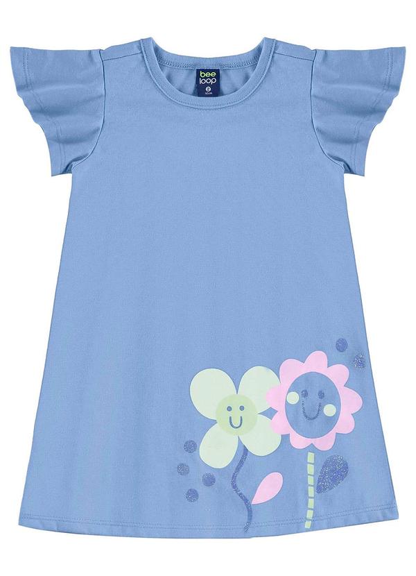 Vista 2 Vestido Infantil Meia Malha Azul Bee Loop Bee Loop