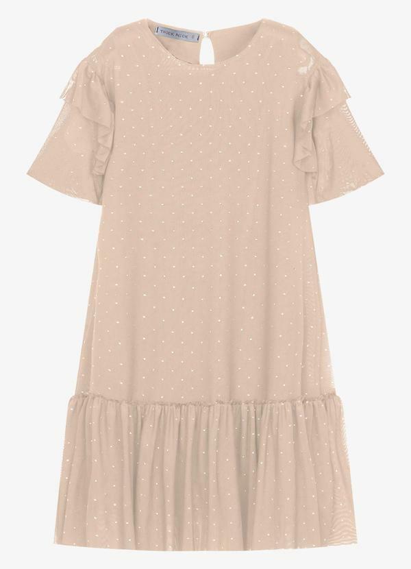 Vestido Infantil Meia Malha Estampado Rosa