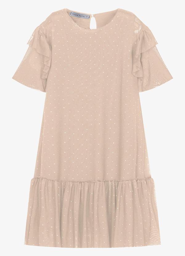 Vestido Infantil Meia Malha Estampado Rosa