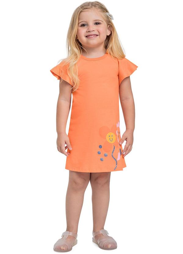 Vista 2 Vestido Infantil Meia Malha Laranja Bee Loop Bee Loop