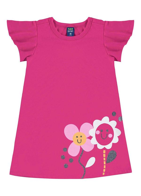 Vista 2 Vestido Infantil Meia Malha Rosa Bee Loop Bee Loop