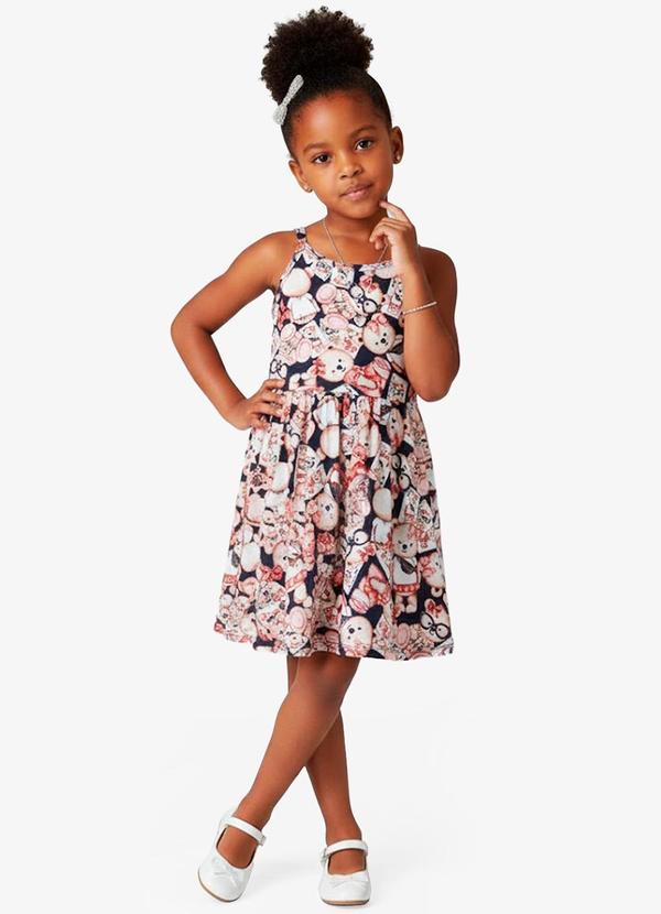 Vista 2 Vestido Infantil Meia Malha Soft Touch Azul Select Select