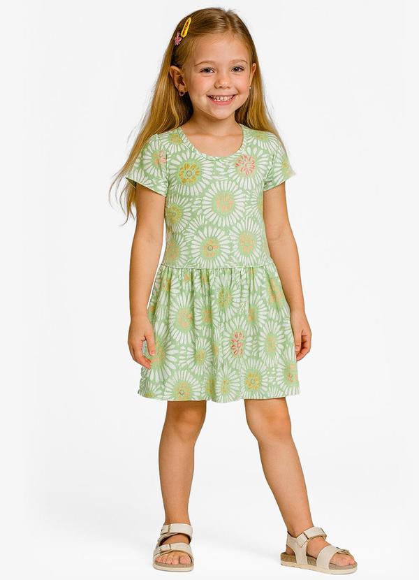 Vestido Infantil Meia Malha Verde