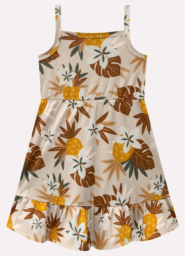 Vestido Infantil Menina Abacaxi Bege
