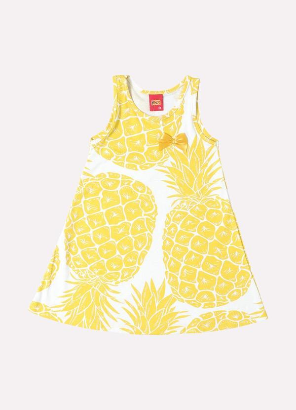 Vestido Infantil Menina Abacaxi Branco