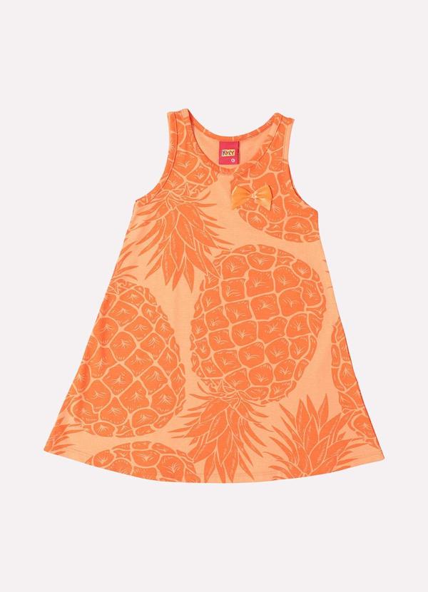 Vestido Infantil Menina Abacaxi Laranja
