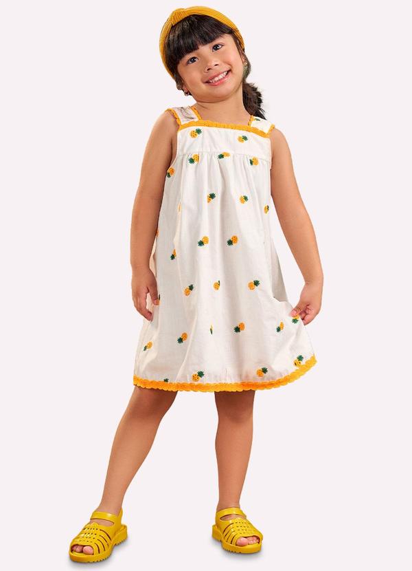 Vestido Infantil Menina Abacaxi Off White