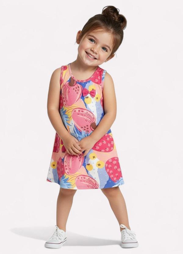 Vestido Infantil Menina Abacaxi Rosa