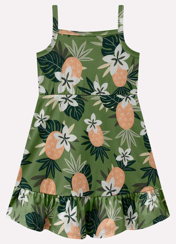 Vestido Infantil Menina Abacaxi Verde