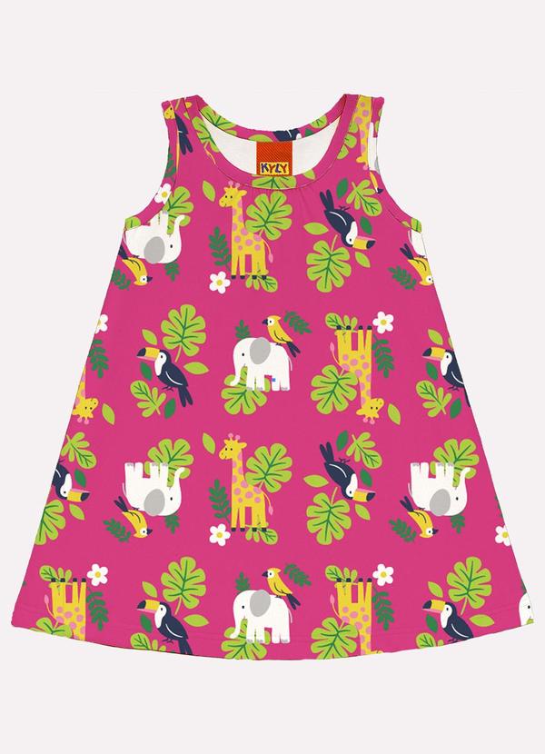 Vestido Infantil Menina Animais Rosa