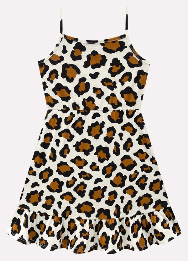 Vestido Infantil Menina Animal Print Cinza