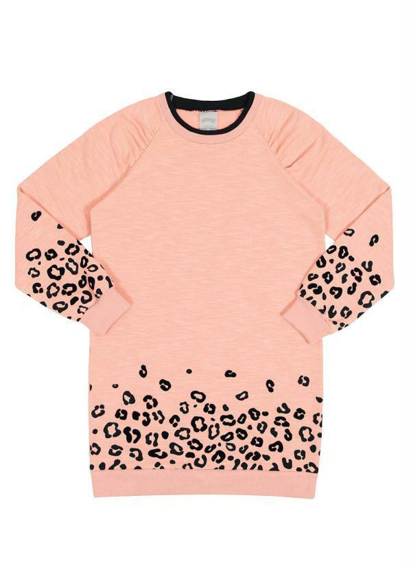 Vista 2 Vestido Infantil Menina Animal Print Laranja Alakazoo Alakazoo