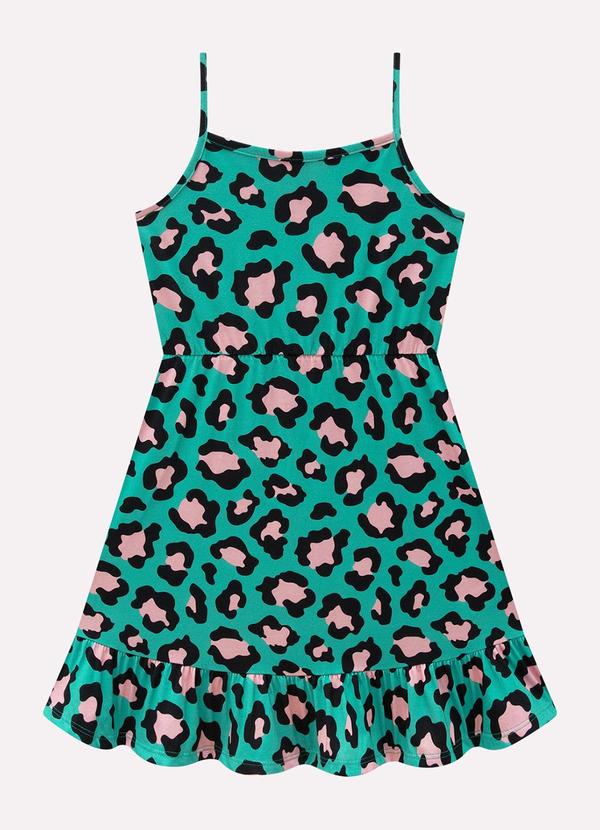 Vestido Infantil Menina Animal Print Verde