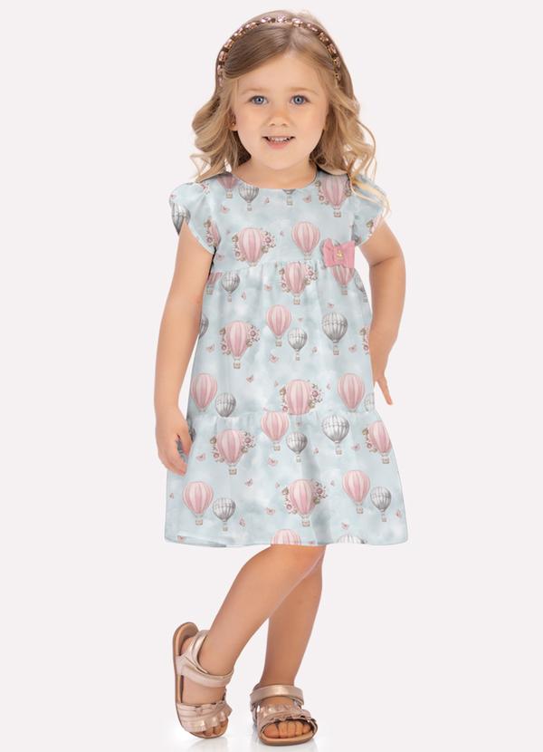 Vestido Infantil Menina Balões Milon Azul
