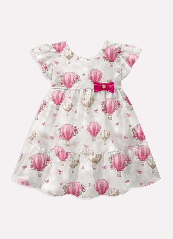 Vestido Infantil Menina Balões Milon Bege