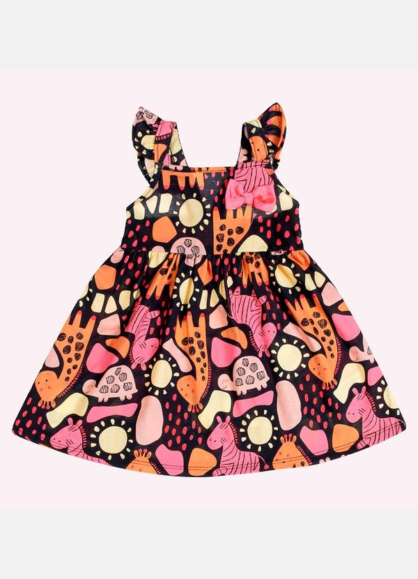 Vista 2 Vestido Infantil Menina Bichinhos Azul Marinho Kyly Kyly