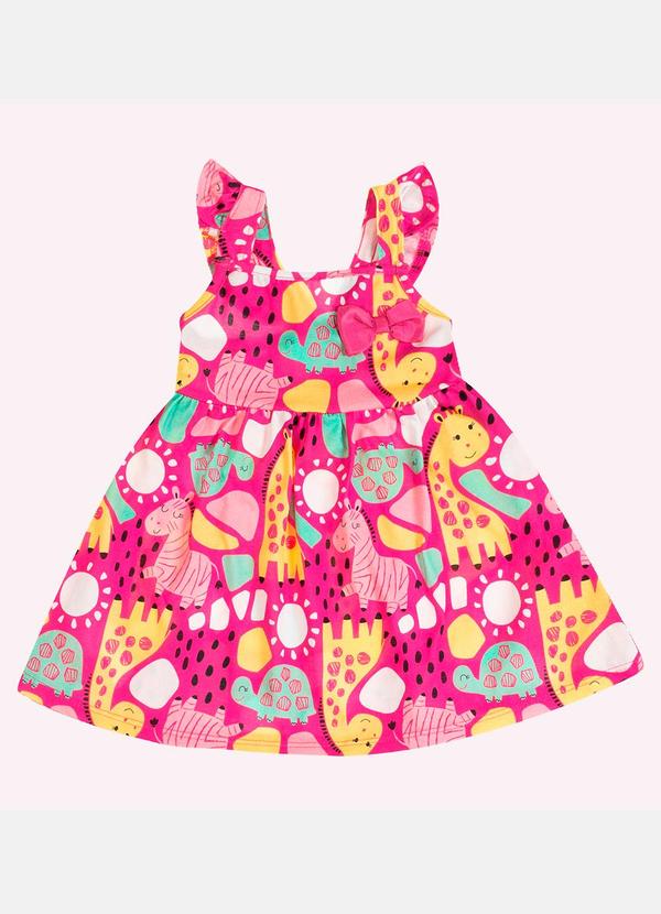 Vestido Infantil Menina Bichinhos Rosa