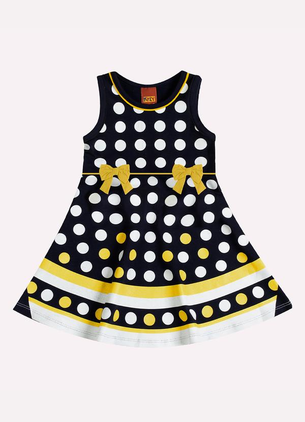 Vestido Infantil Menina Bolinhas Marinho