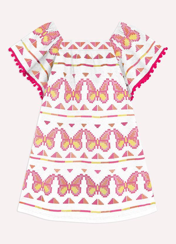 Vista 2 Vestido Infantil Menina Borboletas Branco Nanai Nanai