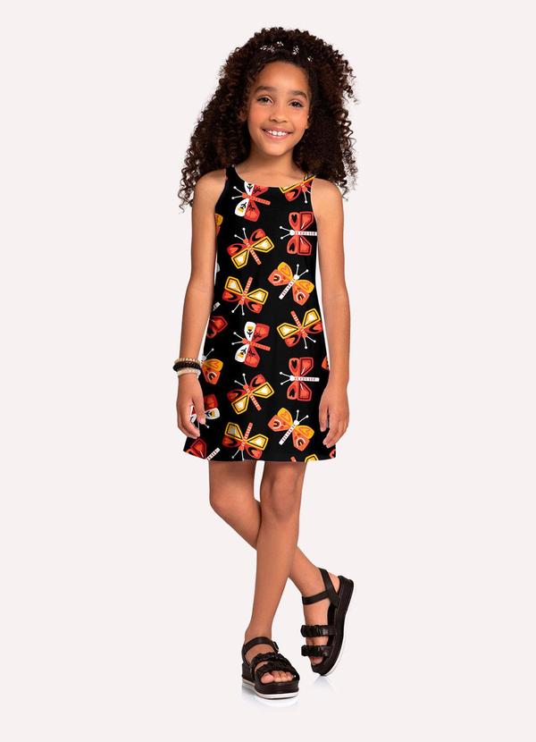 Vestido Infantil Menina Borboletas Preto
