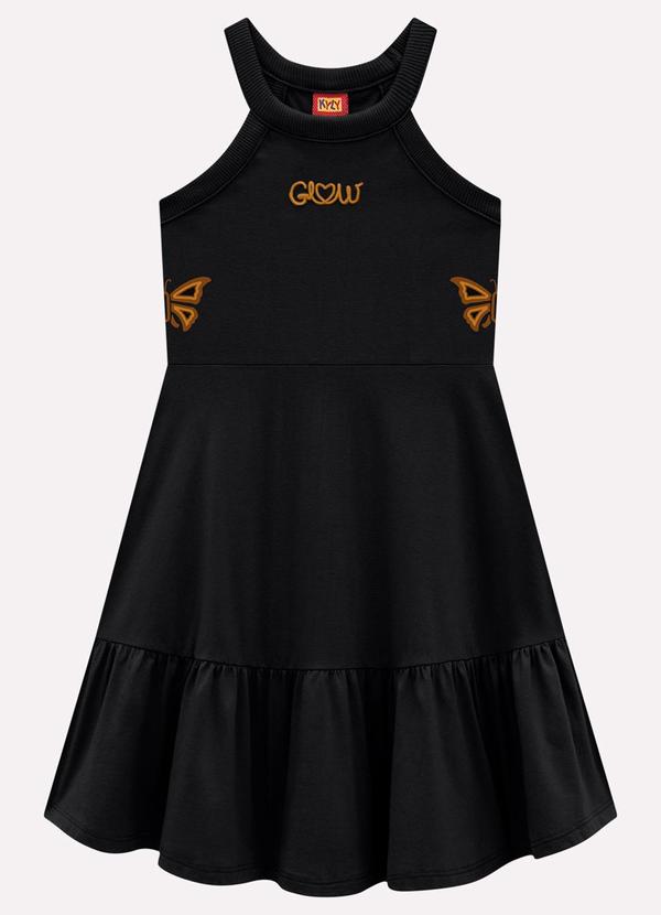 Vestido Infantil Menina Borboletas Preto