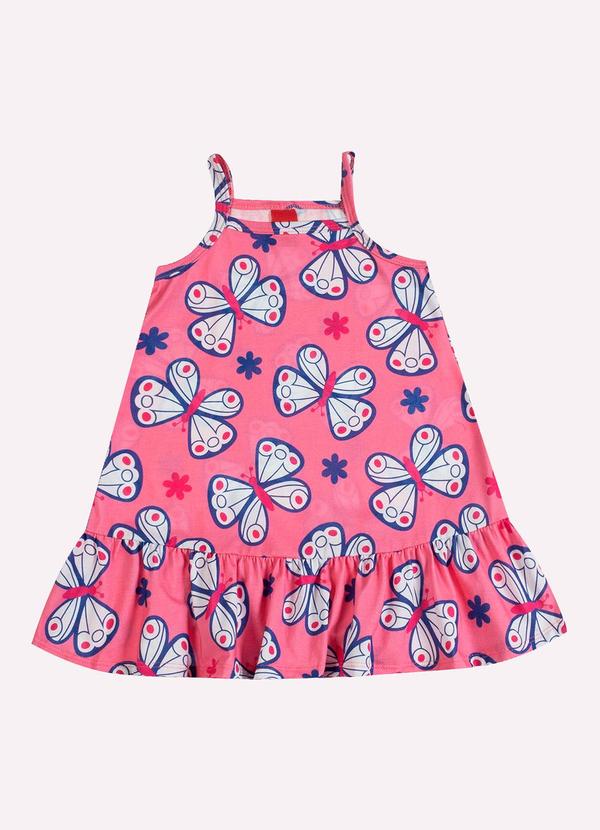 Vestido Infantil Menina Borboletas Rosa