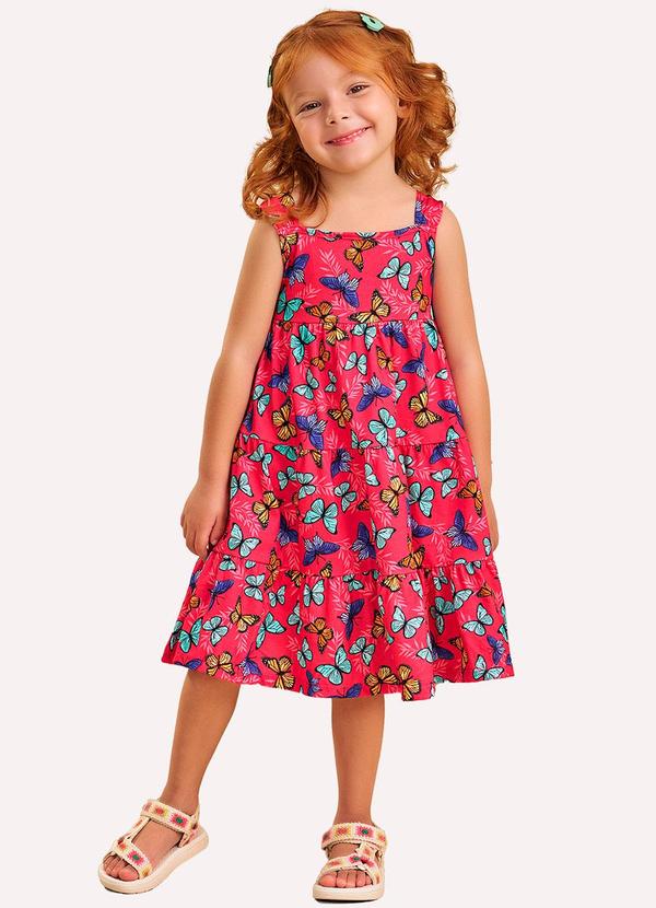 Vestido Infantil Menina Borboletas Rosa