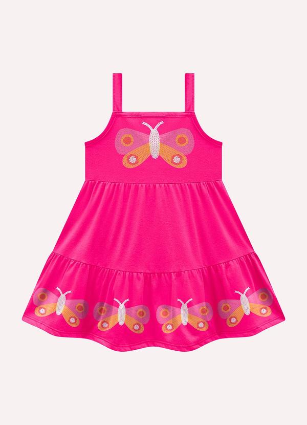 Vestido Infantil Menina Borboletas Rosa
