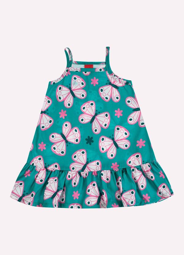 Vestido Infantil Menina Borboletas Verde