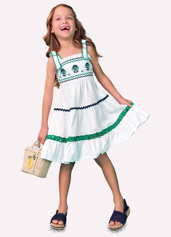 Vestido Infantil Menina Bordado Branco