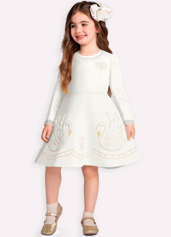 Vestido Infantil Menina Bordado Off White