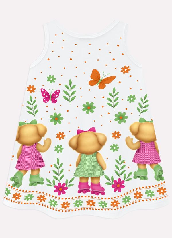 Vestido Infantil Menina Cachorrinhos Branco