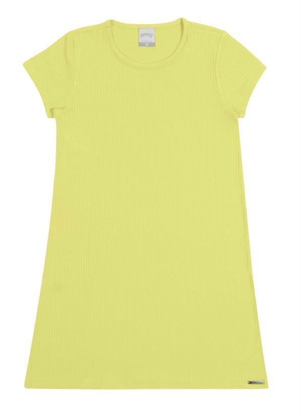 Vista 2 Vestido Infantil Menina Canelado Básico Amarelo Alakazoo Alakazoo