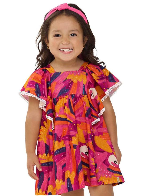Vestido Infantil Menina Cantarim Babados Rosa