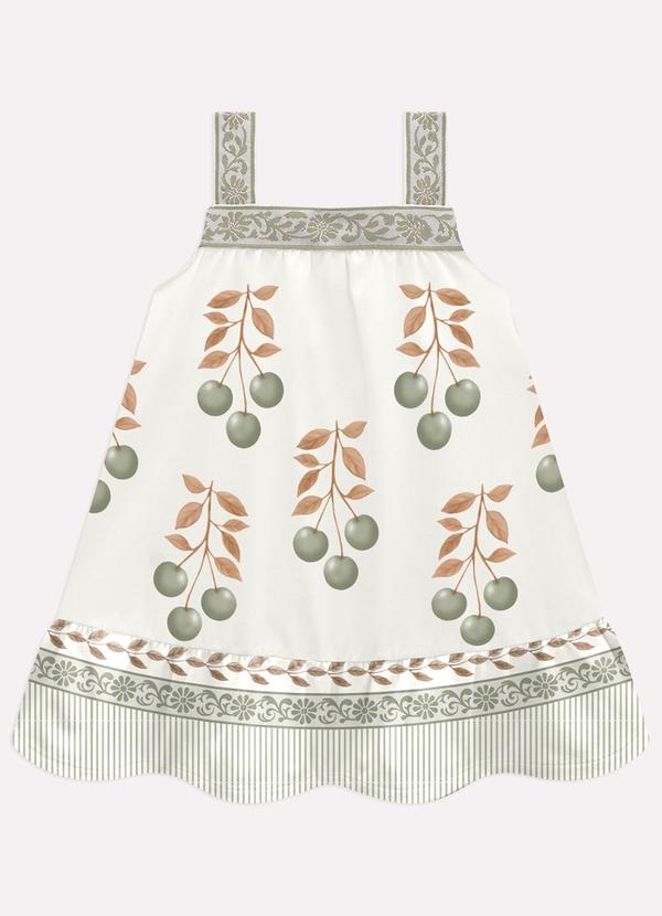 Vestido Infantil Menina Cerejas Branco