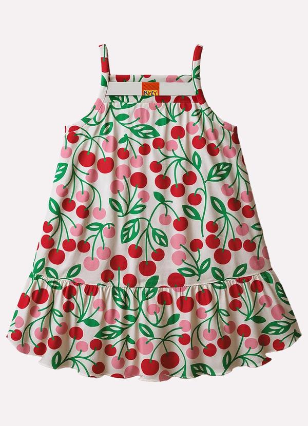 Vestido Infantil Menina Cerejas Branco