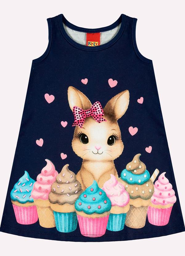 Vestido Infantil Menina Coelhinho Azul